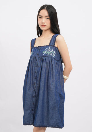 Embroidered Sleeveless Mini Dress