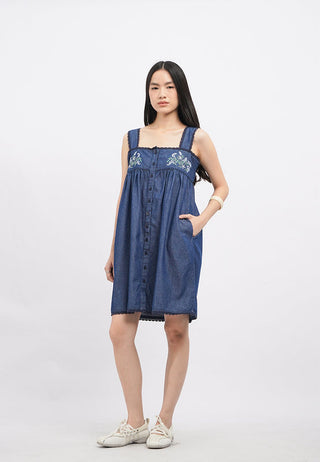 Embroidered Sleeveless Mini Dress