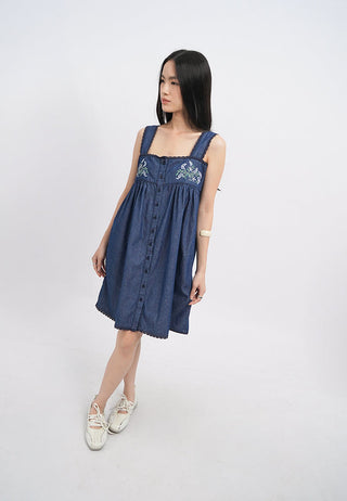 Embroidered Sleeveless Mini Dress