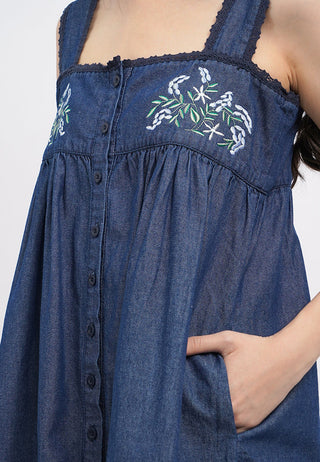 Embroidered Sleeveless Mini Dress