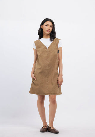 Sleeveless V-Neck Mini Chambray Dress