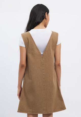 Sleeveless V-Neck Mini Chambray Dress