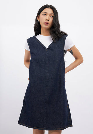 Sleeveless V-Neck Mini Chambray Dress
