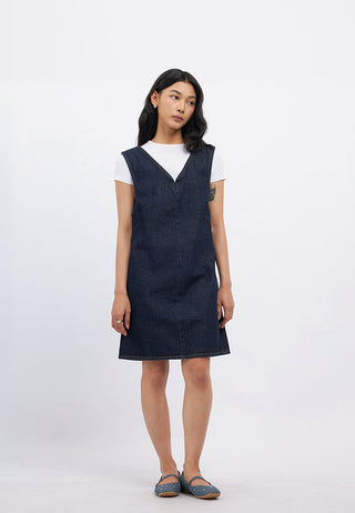 Sleeveless V-Neck Mini Chambray Dress