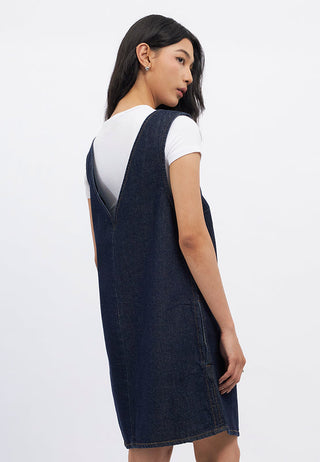 Sleeveless V-Neck Mini Chambray Dress