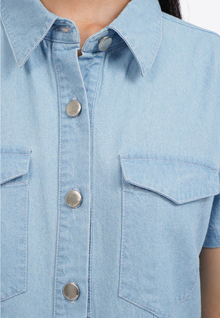 Short Sleeve Denim Mini Dress