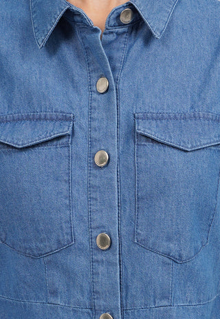 Short Sleeve Denim Mini Dress