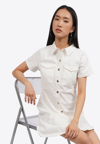 Short Sleeve Denim Mini Dress