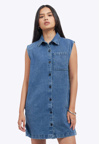 Sleeveless Denim Mini Dress