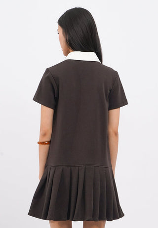 Box Pleats Short Sleeve Polo Dress