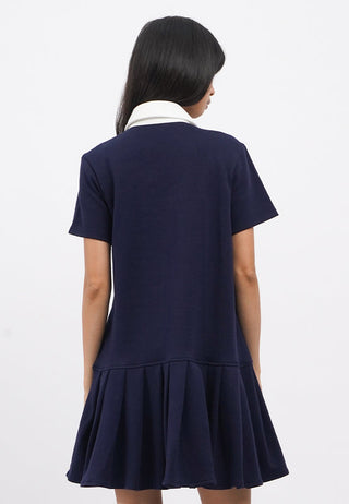 Box Pleats Short Sleeve Polo Dress