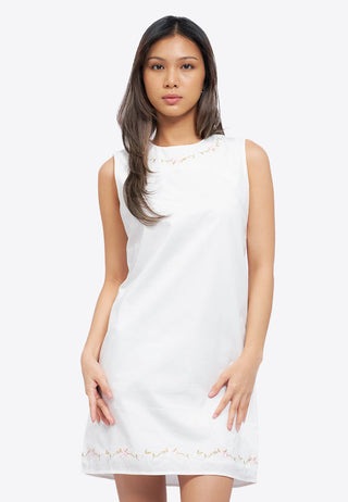 Embroidered Sleeveless Mini Dress