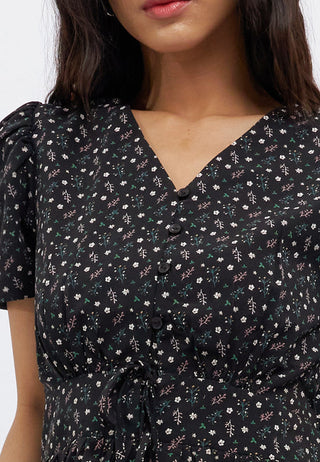 Printed V-Neck Short Sleeve Mini Dress