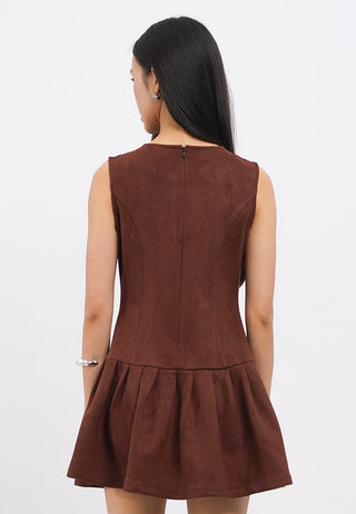 Pleated Low Waist Sleeveless Dress
