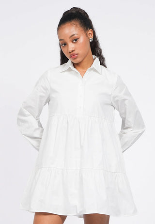 Long Sleeve Tiered Shirt Dress