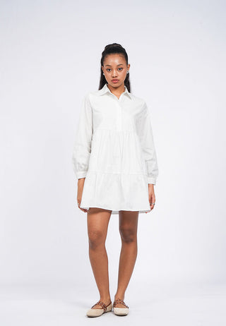 Long Sleeve Tiered Shirt Dress