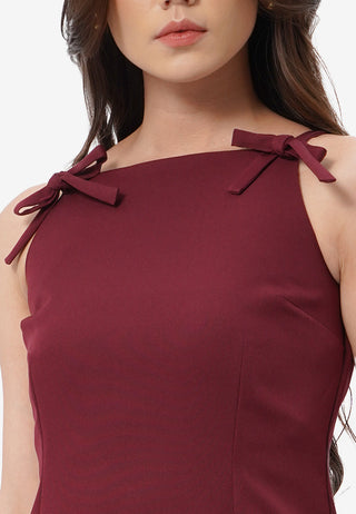 Ribbon Halter Mini Dress