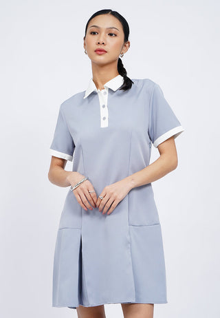 Contrast Collar Mini Shirt Dress