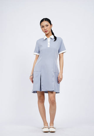Contrast Collar Mini Shirt Dress