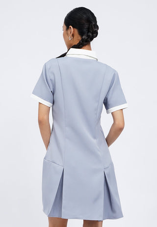 Contrast Collar Mini Shirt Dress