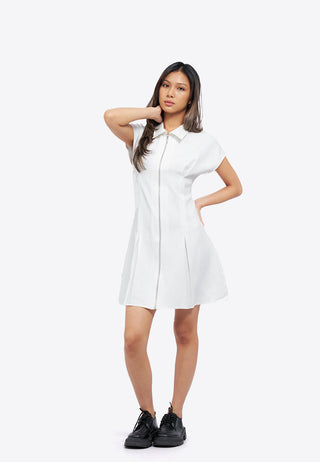 Zip Up Short Sleeve Mini Dress