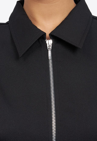 Zip Up Short Sleeve Mini Dress