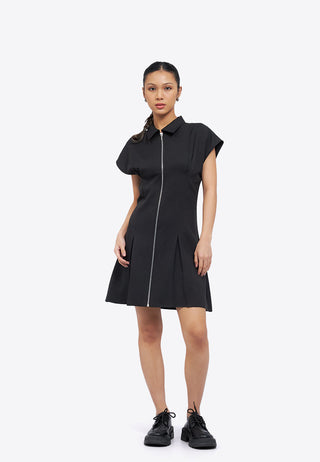 Zip Up Short Sleeve Mini Dress
