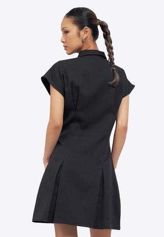 Zip Up Short Sleeve Mini Dress