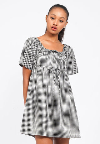 Gingham Short Sleeve Mini Dress