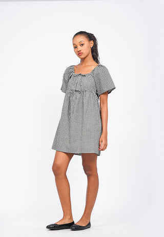 Gingham Short Sleeve Mini Dress