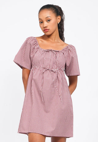 Gingham Short Sleeve Mini Dress