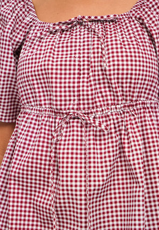 Gingham Short Sleeve Mini Dress