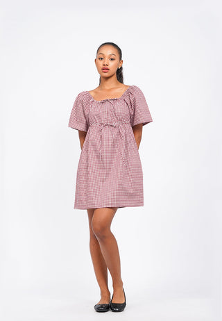 Gingham Short Sleeve Mini Dress