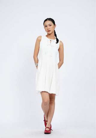 Ribbon Details Flowy Mini Dress