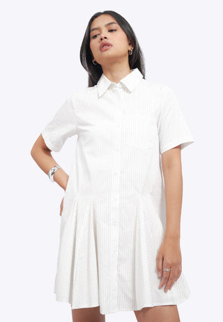Mini Shirt Dress with Gored Hem