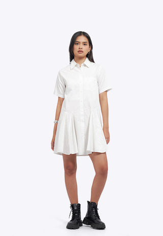 Mini Shirt Dress with Gored Hem