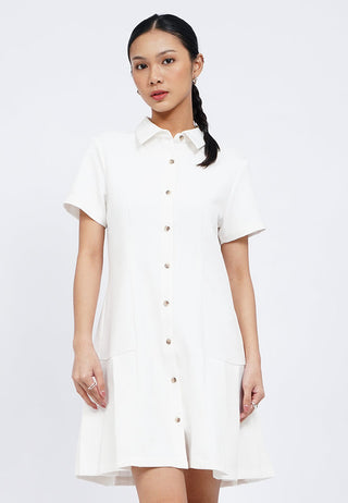 Button Up Collared Mini Dress