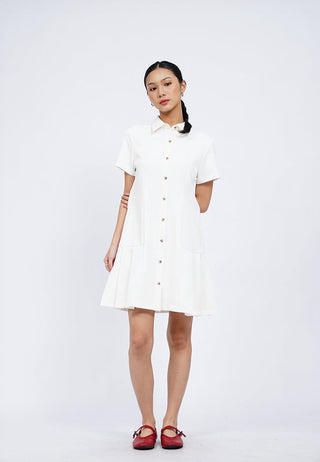 Button Up Collared Mini Dress