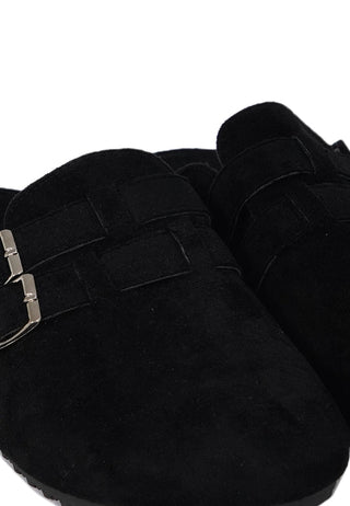 Black Suede Buckle Sandals