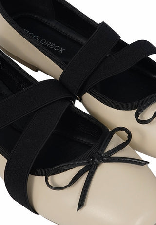 Beige Strap Ballet Flats