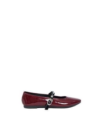 Burgundy Strap Flats
