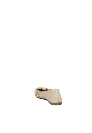 Beige Buckle Flats
