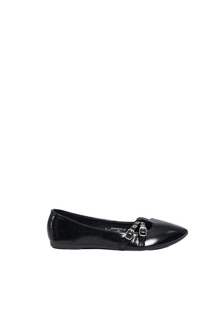 Black Buckle Flats