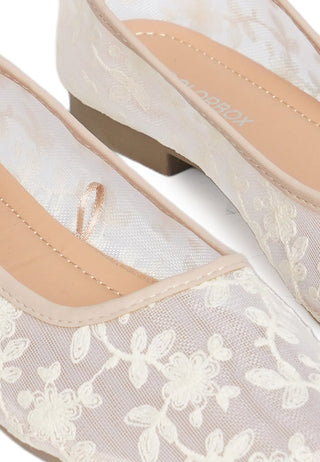 Beige Lace Flats