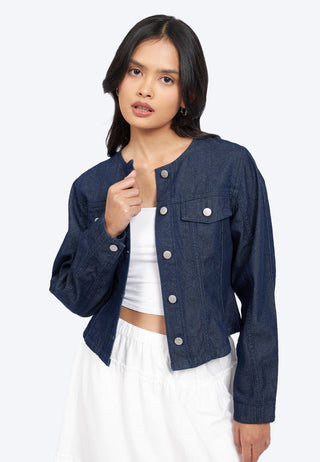 Round Neck Denim Jacket