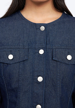 Round Neck Denim Jacket