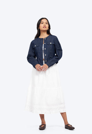 Round Neck Denim Jacket