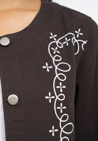 Embroidered Round Neck Jacket