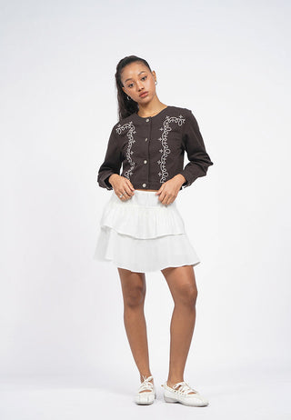 Embroidered Round Neck Jacket