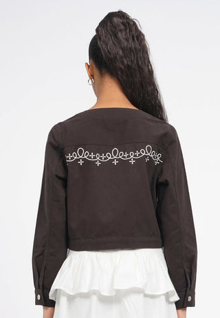 Embroidered Round Neck Jacket